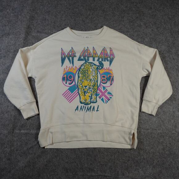 Def Leppard Sweatshirt Womens Small Graphic Band Rock n Roll 1987 Animal Leopard - Picture 1 of 8